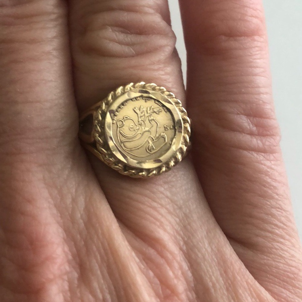 Vintage 10K gold panda coin (copy) ring.
